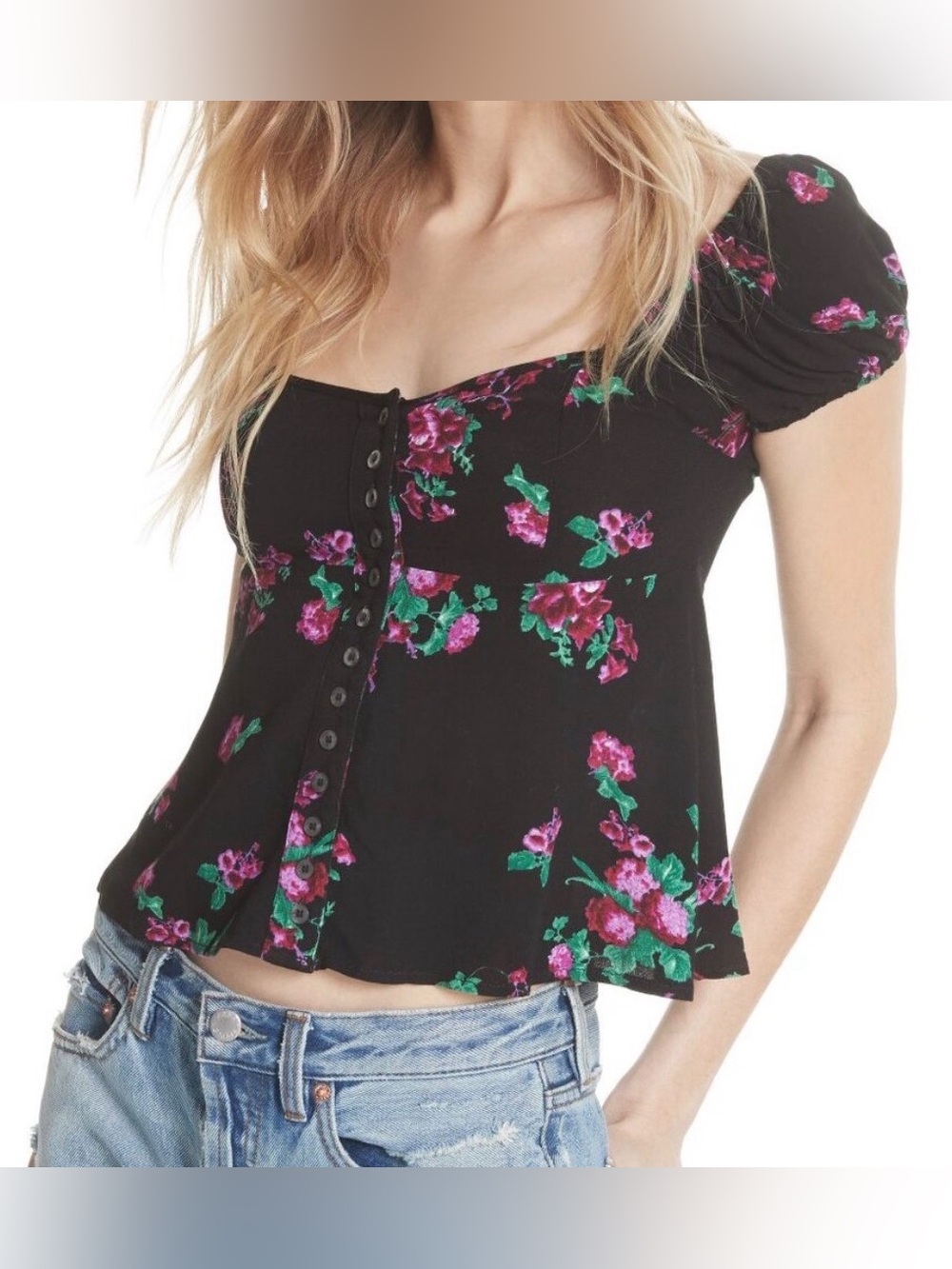 NWOT Free People Close To You Floral Blouse
